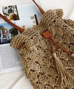 CUPSHE Accs & Clothing Agnes Paper String Brown Braided Medium Shoulder Bag