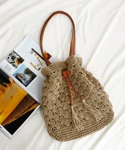 CUPSHE Accs & Clothing Agnes Paper String Brown Braided Medium Shoulder Bag