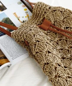 CUPSHE Accs & Clothing Agnes Paper String Brown Braided Medium Shoulder Bag