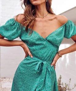 CUPSHE Luciana Bubble Sleeve Tie Waist Open Front Dress