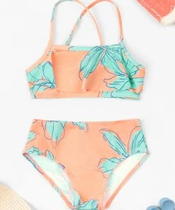 CUPSHE Swimwear BOGO 40% OFF Girls’ Blooming Flowers Ruffle Bandeau And High Waist Set