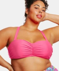 CUPSHE Love Los Angeles Ruched Tie Back Plus Size Bralette Bikini Top