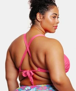 CUPSHE Love Los Angeles Ruched Tie Back Plus Size Bralette Bikini Top