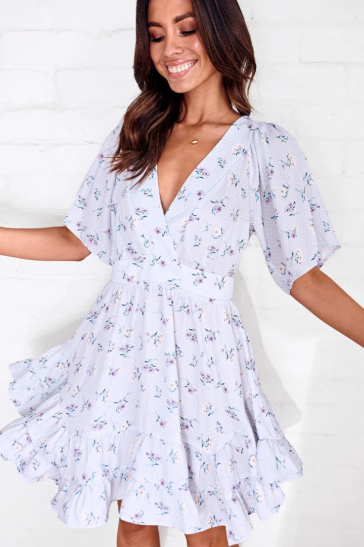 CUPSHE Chrystal Short Length Ruffle Half Sleeves A-shape Dress Dresses