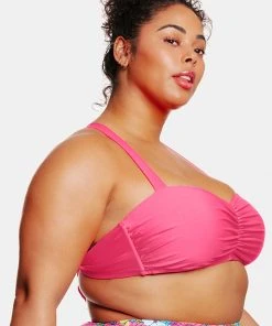 CUPSHE Love Los Angeles Ruched Tie Back Plus Size Bralette Bikini Top
