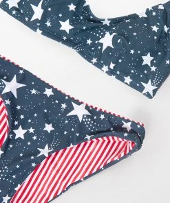 CUPSHE 4th Of July Starlight Bralette & Reversible Striped Ultra Cheeky Bikini Set Bikinis