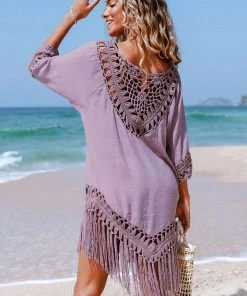 CUPSHE Sadie Crochet Fringe Half Sleeve Cover Up Cover Ups