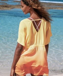 CUPSHE Tiara Ombre Print Plunge Drawstring Cover Up Cover Ups