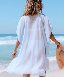 CUPSHE Ashtyn Blue Sheer Button-up Shirt Kimono