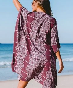 CUPSHE Cover Ups Paulina Geo Print Split Kimono