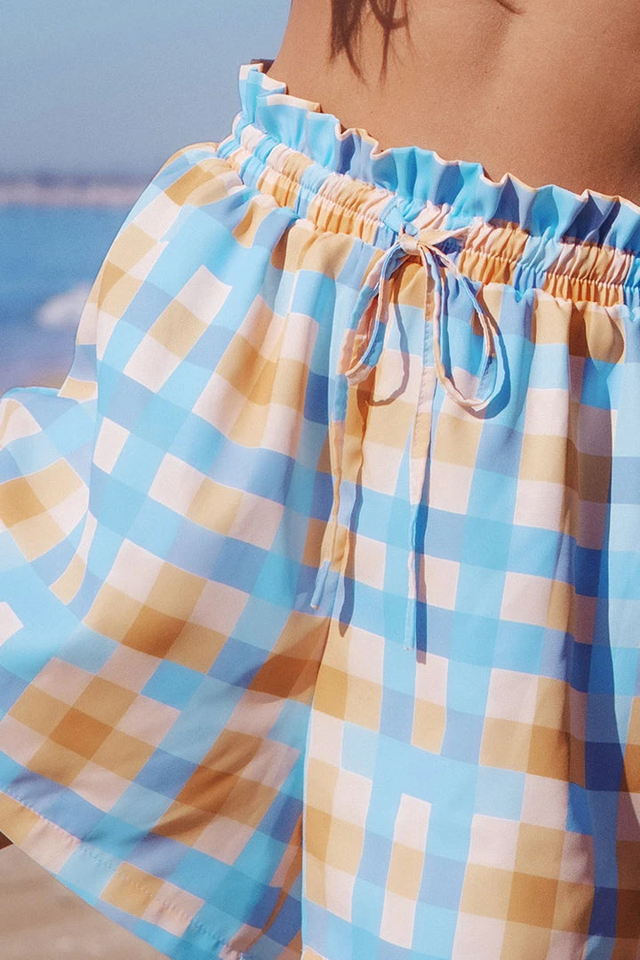 CUPSHE Blue Dresses Janae Plaid Elastic Waist Shorts