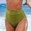 CUPSHE Green Textured High Waisted Bikini Bottom