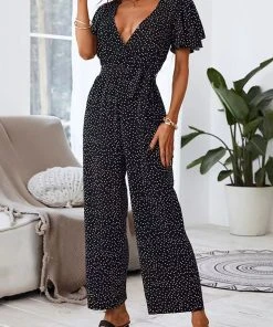 CUPSHE Accs & Clothing Lara Wide Leg Maxi Dots Jumpsuit