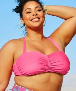 CUPSHE Love Los Angeles Ruched Tie Back Plus Size Bralette Bikini Top