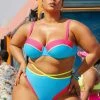 CUPSHE Colorblock Underwire Bralette & Strappy Plus Size Bikini Set