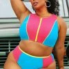 CUPSHE Cali Colorblock Zip Up Tankini & High Waist Plus Size Bikini Set