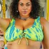 CUPSHE Art Walk Animal Strappy Front Bralette Plus Size Bikini Top