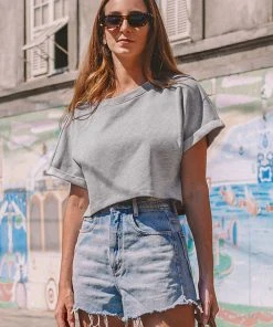 CUPSHE Stonecreek Short Sleeve Crop Sweatshirt Accs & Clothing