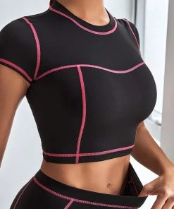 CUPSHE Accs & Clothing Honeymoon Contrast Binding Crop Top And Shorts Set