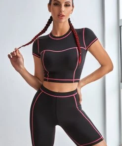 CUPSHE Accs & Clothing Honeymoon Contrast Binding Crop Top And Shorts Set