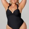 CUPSHE Swimwear UP TO 70% OFF Serena Black Ruffle Black Plus Size One Piece Swimsuit