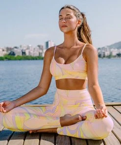 CUPSHE Accs & Clothing Orange Blossom Abstract Print Sports Bra