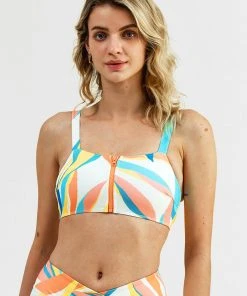 CUPSHE Amantea Abstract Print Zip Front Sports Bra
