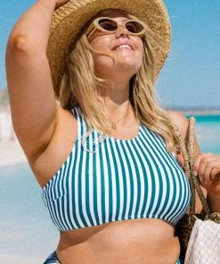 CUPSHE Swimwear BOGO 40% OFF Anya Striped Crisscross Plus Size Bikini Top