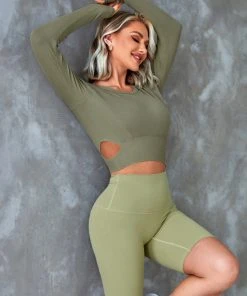 CUPSHE Accs & Clothing Cherise Green Cut-out Side Crop Sweatshirt