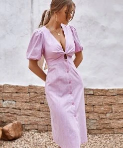 CUPSHE Varadero Plunge Bubble Sleeve A-Shape Dress Dresses