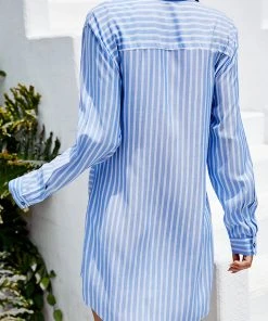 CUPSHE Dresses Hillary Stripe Tie Front Shirt Dress