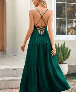 CUPSHE Dresses Coral Bay Lace Up Thin Straps A-Shape Dress