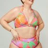 CUPSHE Swimwear UP TO 70% OFF Floral Impressions Halter High Waist Tummy Control Plus Bikini