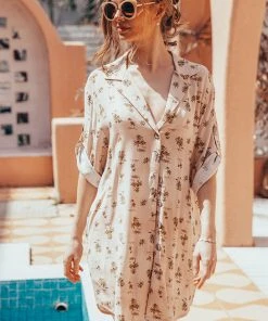 CUPSHE Dresses Delores Open Front V-Neck Shirt Dress