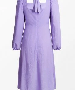 CUPSHE Angelina Purple Back Tie Tea Length Dress