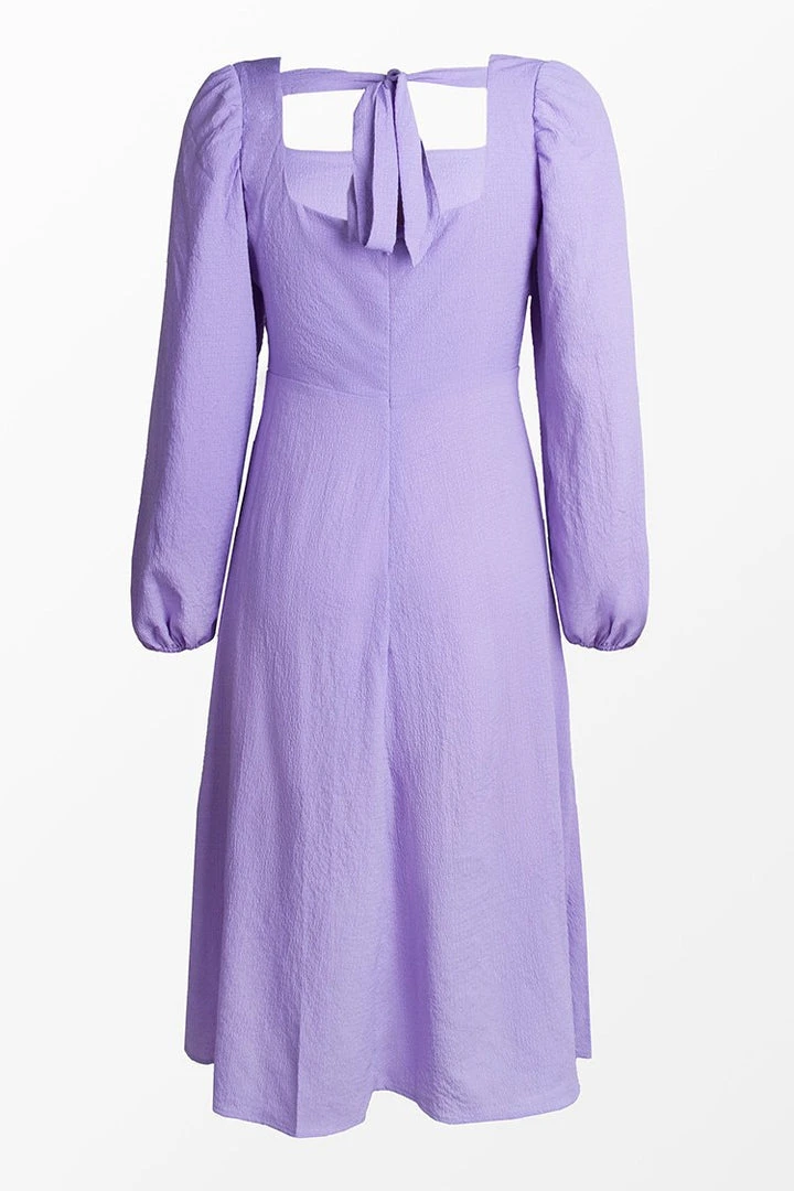 CUPSHE Angelina Purple Back Tie Tea Length Dress